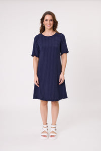 Allegra Linen Dress - Navy Stripe