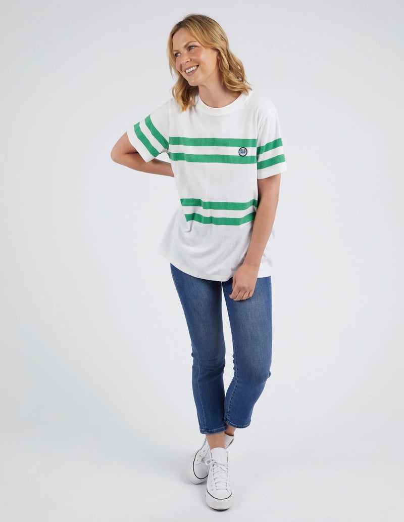 Allegra S/S Tee - White and Green Stripe