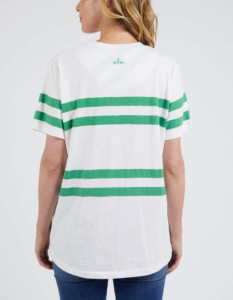 Allegra S/S Tee - White and Green Stripe