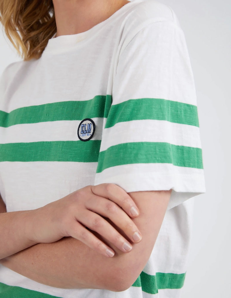 Allegra S/S Tee - White and Green Stripe