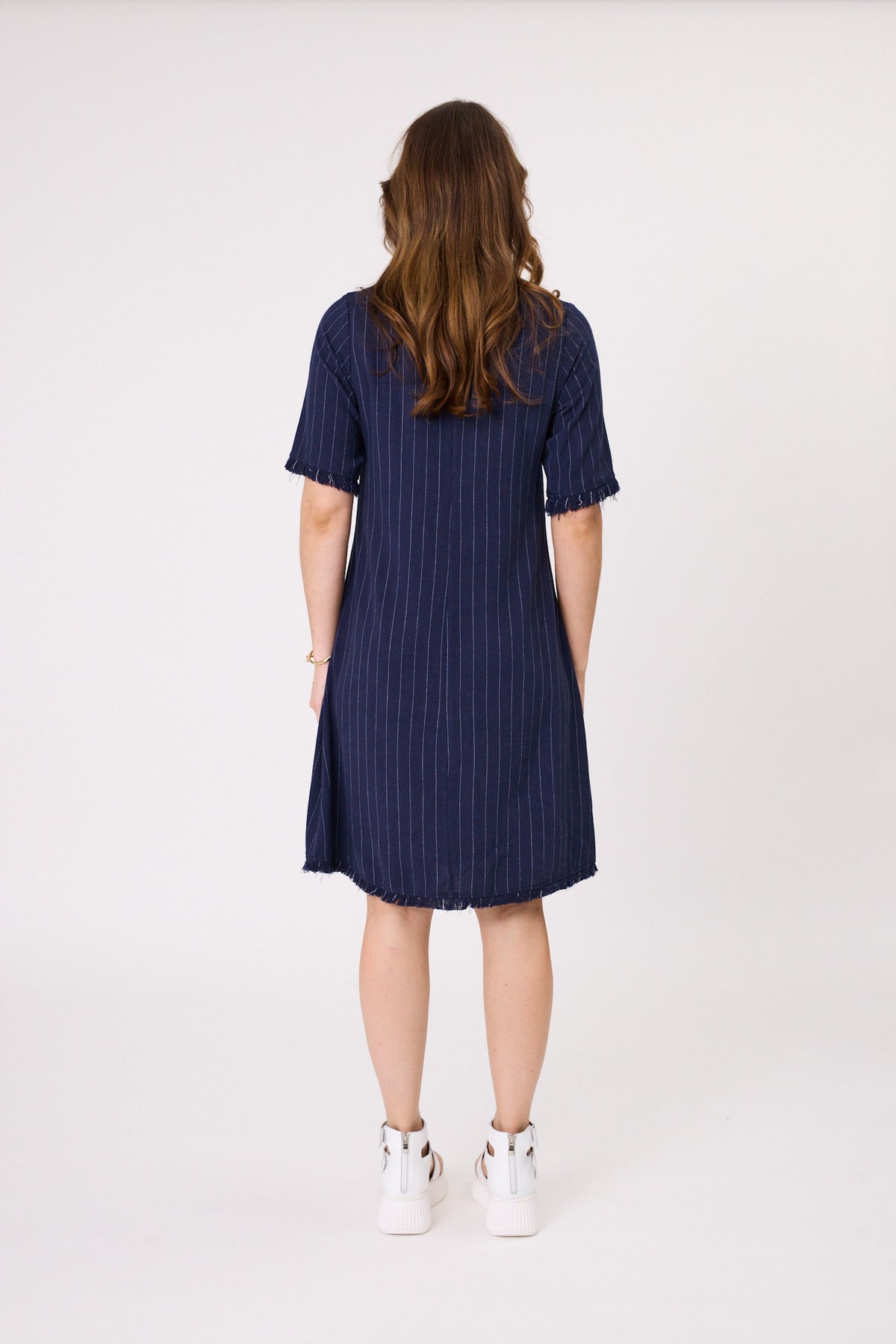 Allegra Linen Dress - Navy Stripe