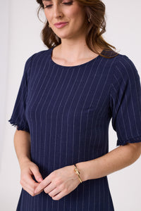 Allegra Linen Dress - Navy Stripe