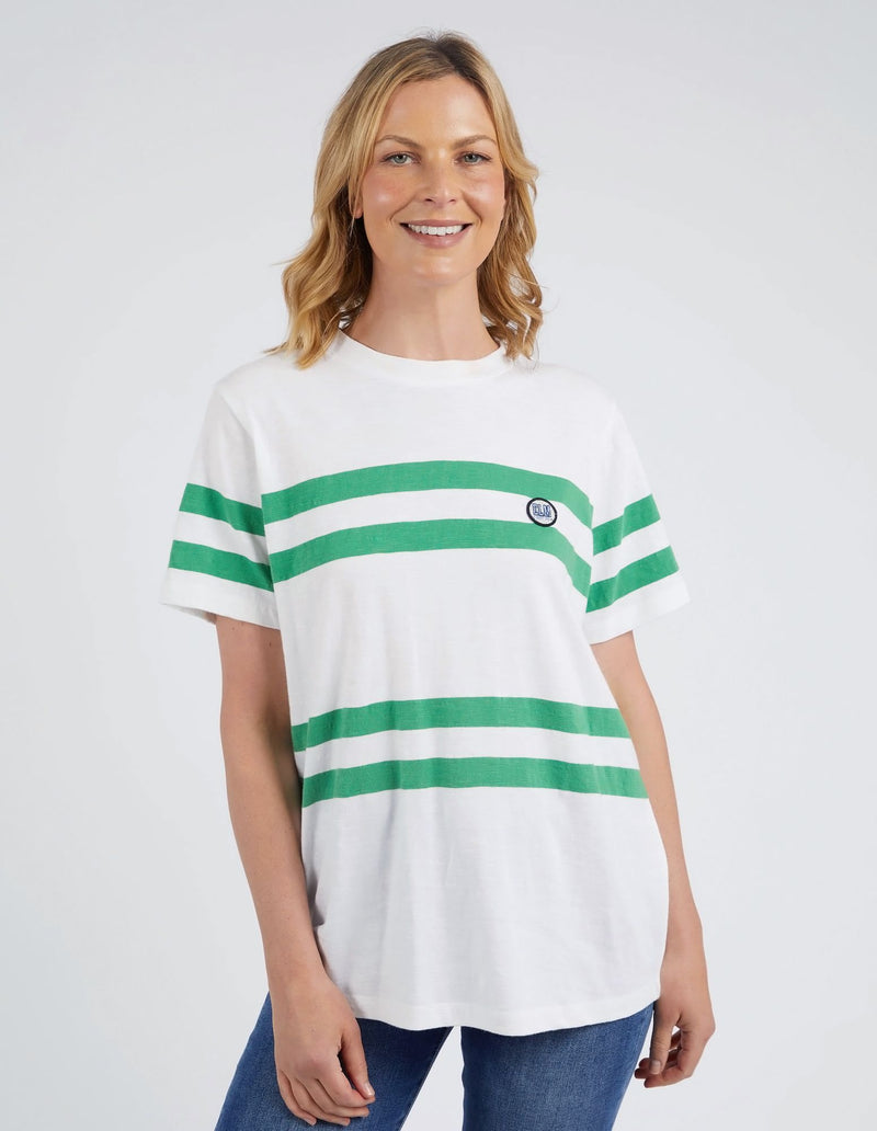 Allegra S/S Tee - White and Green Stripe