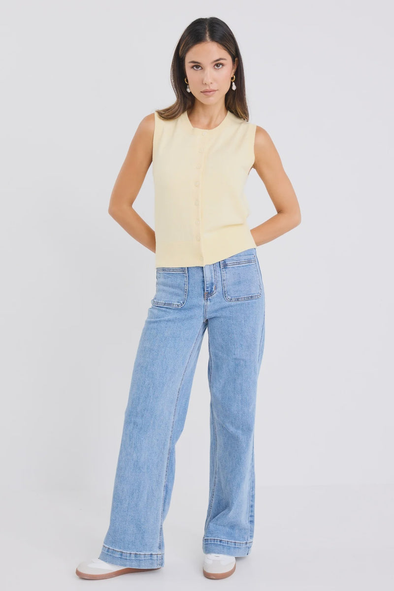 Alleyway Butter Lightweight Soft Knit Crewneck Vest Top