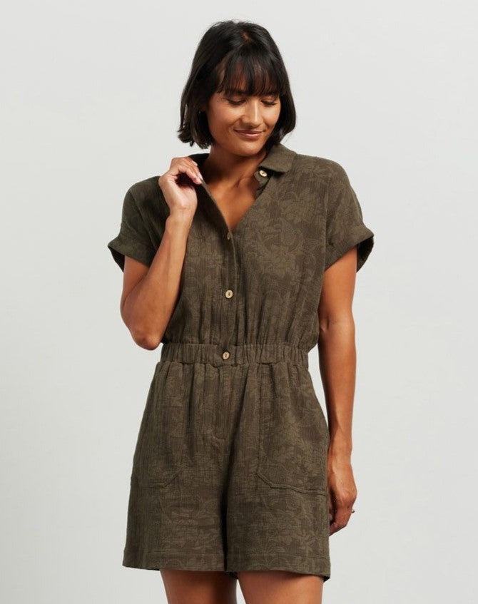 Andi Romper - Olive Jacquard