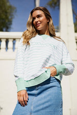 Simplified Stripe Crew - Neon Mint