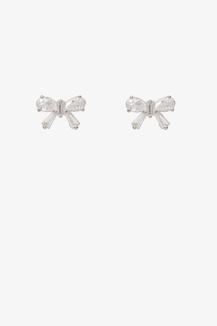 Bow Sparkle Earring - Silver