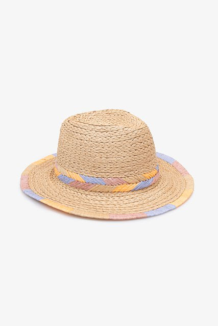 Woven Fedora - Lilac & Apricot Trim