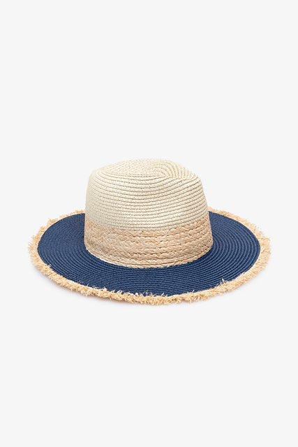 Raw Edge Fedora - Natural & Blue