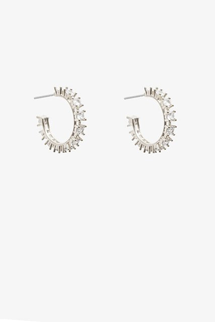 Rhinestone Hoop Earring - Silver