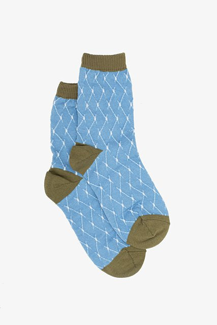 Grid Sock - Blue & Khaki