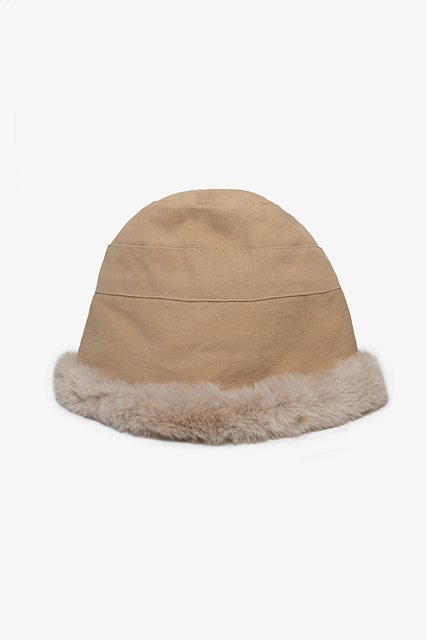 Fur Trim Hat - Camel