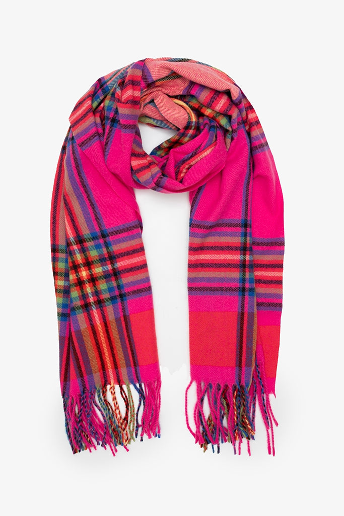 Pink Madras Check Scarf