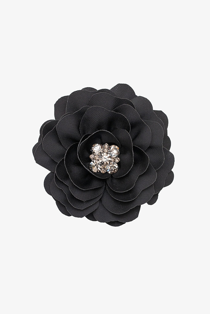 Flower Brooch Clip - Black