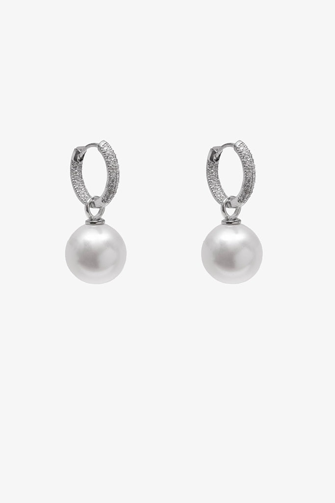 Silver Diamante Pearl Drop Earring