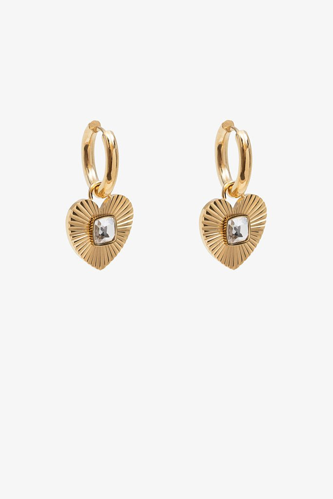 Fluted Heart Earring - Gold