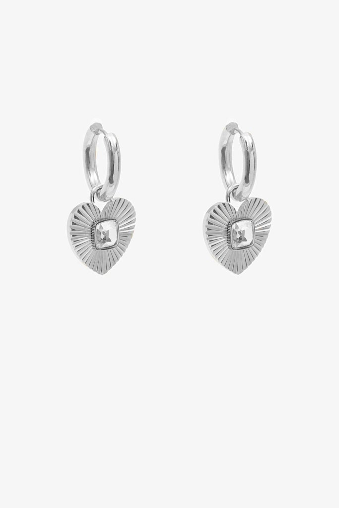 Fluted Heart Earring - Silver