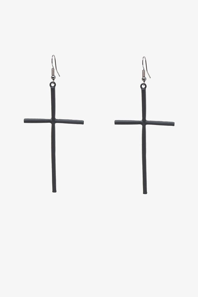 Black Cross Earring - Black