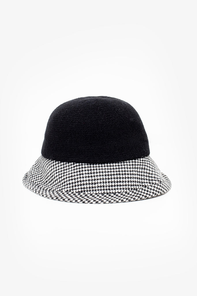 Bow Cloche Hat - Houndstooth