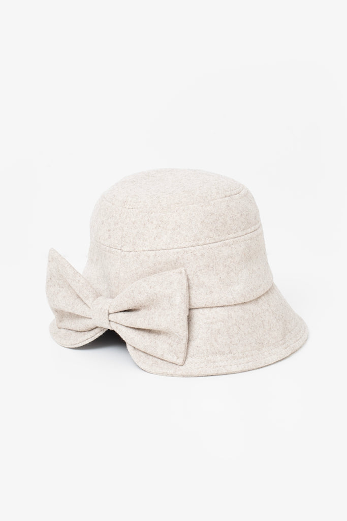 Bow Cloche Hat - Oatmeal