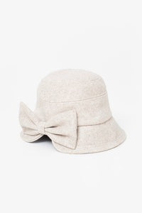Bow Cloche Hat - Oatmeal