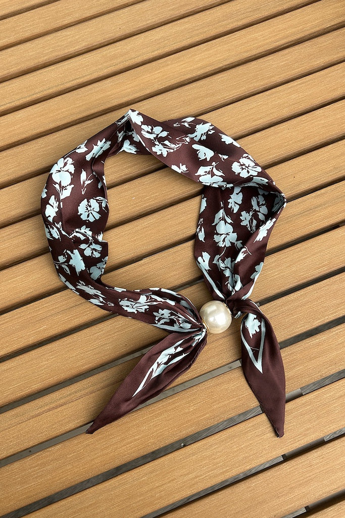 Pearl Fasten Neck Tie - Evening Floral