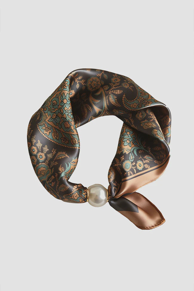 Pearl Fasten Neck Tie - Autumn Mosiac