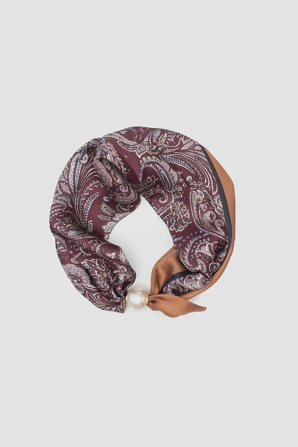 Pearl Fasten Neck Tie - Merlot Paisley