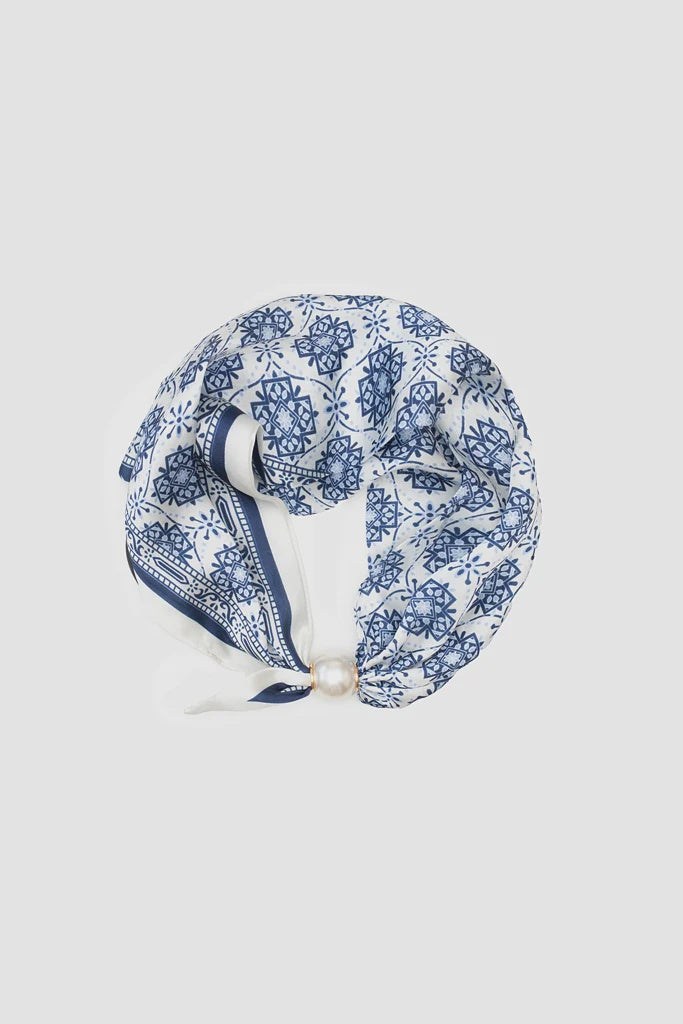 Pearl Fasten Neck Tie - Porcelain Cross