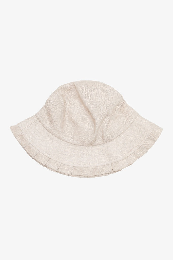 Pleated Frill Bucket Hat - Natural