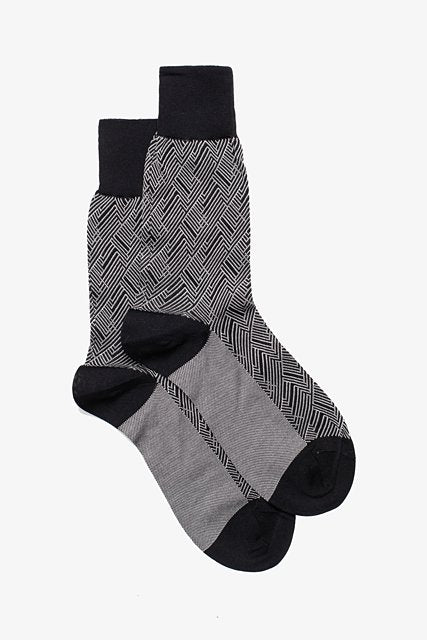 Men's Herringbone Sock - Black