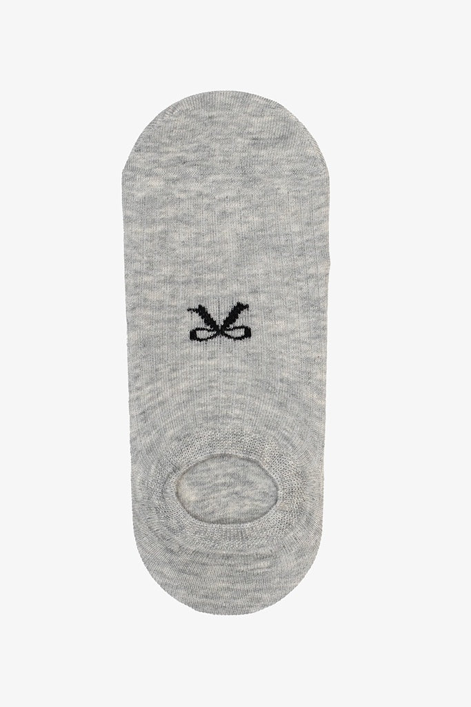 No Show Socks - Grey w Black Bow
