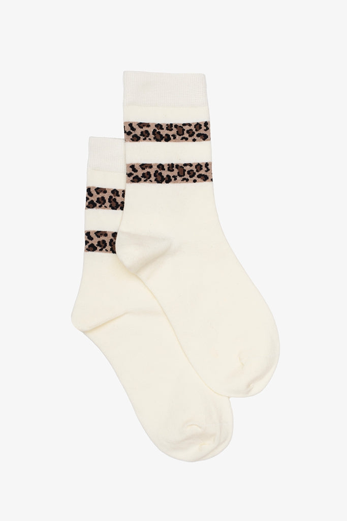 Leopard Stripe Sock - Ivory