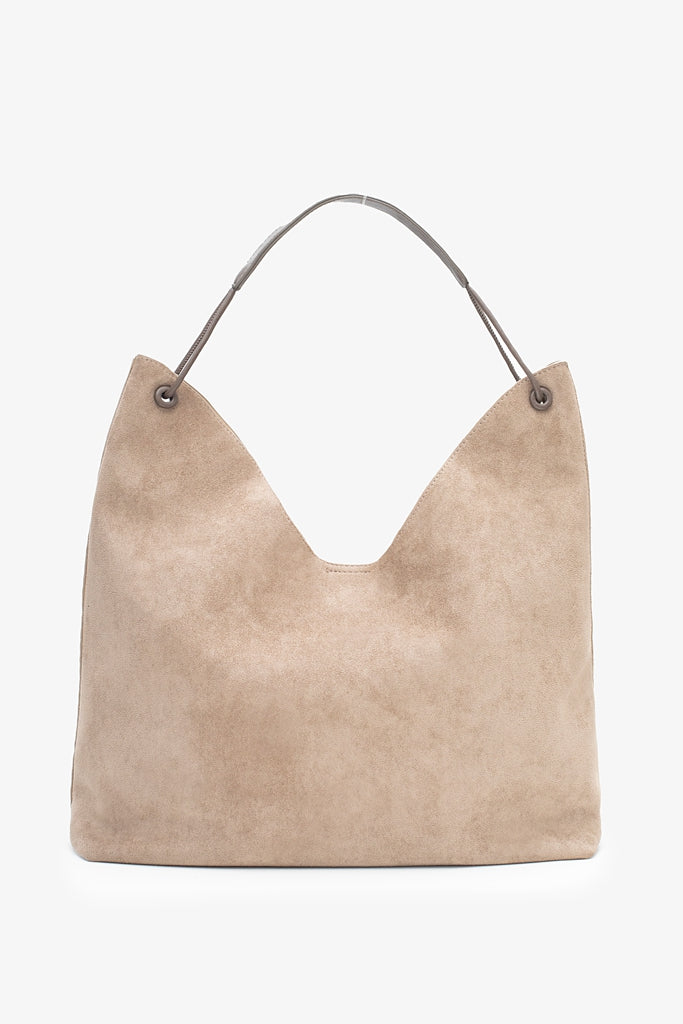 Classic Carry-All Shoulder Bag - Taupe Suedette