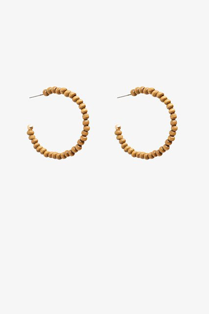 Wooden Bead Hoop Earring