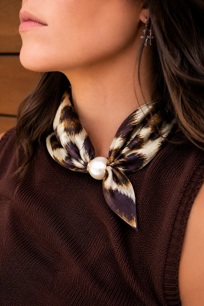 Pearl Fasten Neck Tie - Desert Fawn