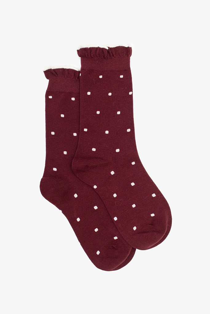 Merlot Ruffle Spot Sock