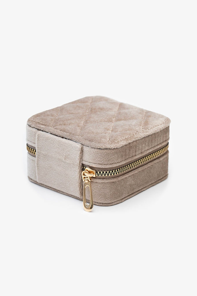 Velvet Jewellery Travel Box - Taupe