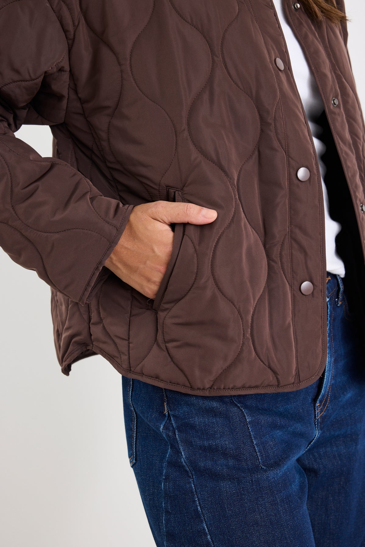 Apex Chocolate Collarless Puffer Jacket