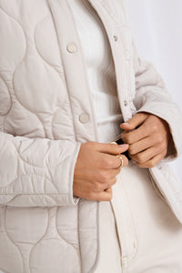 Apex Collarless Puffer Jacket - Putty