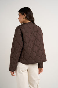 Apex Collarless Puffer Jacket - Chocolate
