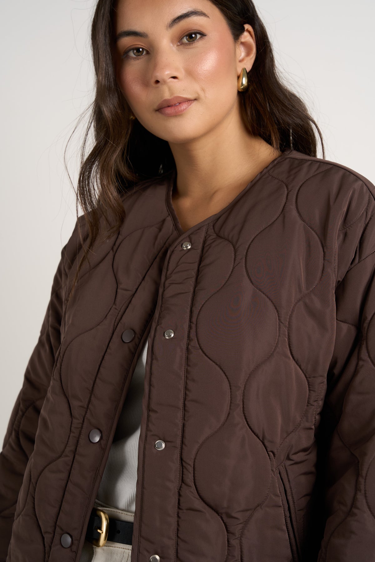 Apex Collarless Puffer Jacket - Chocolate