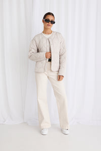 Apex Collarless Puffer Jacket - Putty