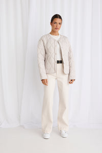 Apex Collarless Puffer Jacket - Putty