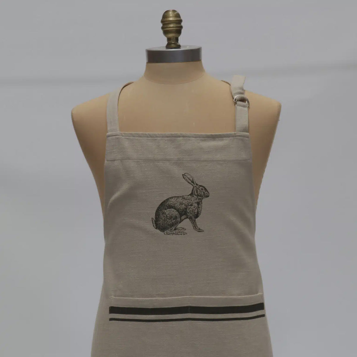 French Grainsack Apron Rabbit - Natural & Olive