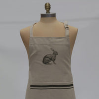French Grainsack Apron Rabbit - Natural & Olive