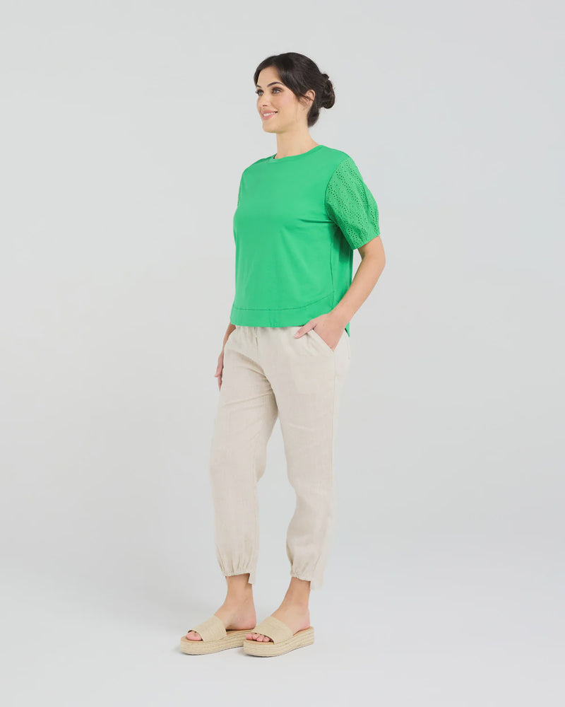Ariane Broderie Tee  - Kelly Green