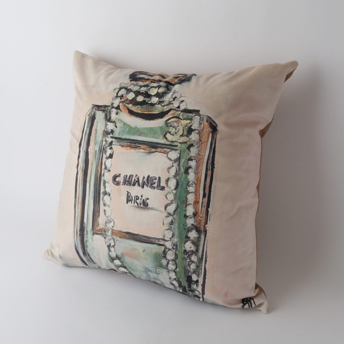 Art Cushion Velvet Chanel Pearls - Neutral