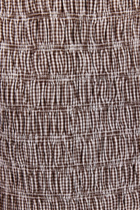 Artifact Chocolate Mini Gingham Shirred Bubble Sleeve Top