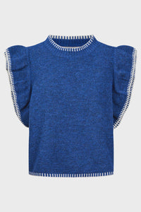 Athena Frill Knit Top - Cobalt
